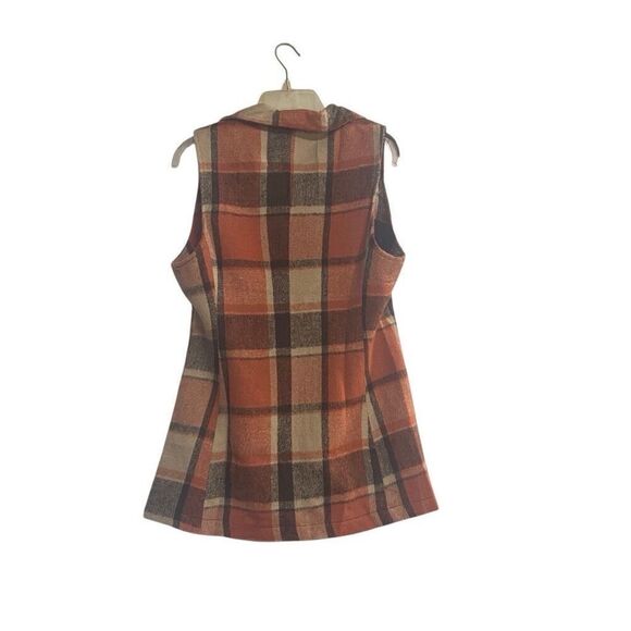 YACUN Women’s Sleeveless Buffalo Lined Plaid Vest Size Small Fall Winter Pockets - Picture 2 of 11